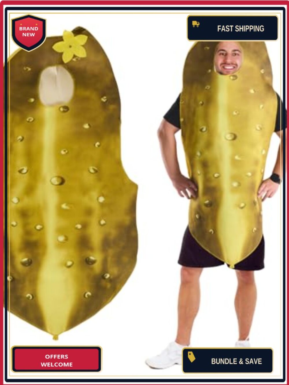 Adult Pickle Costume Unisex Bodysuit Cosplay Halloween Party Outfit